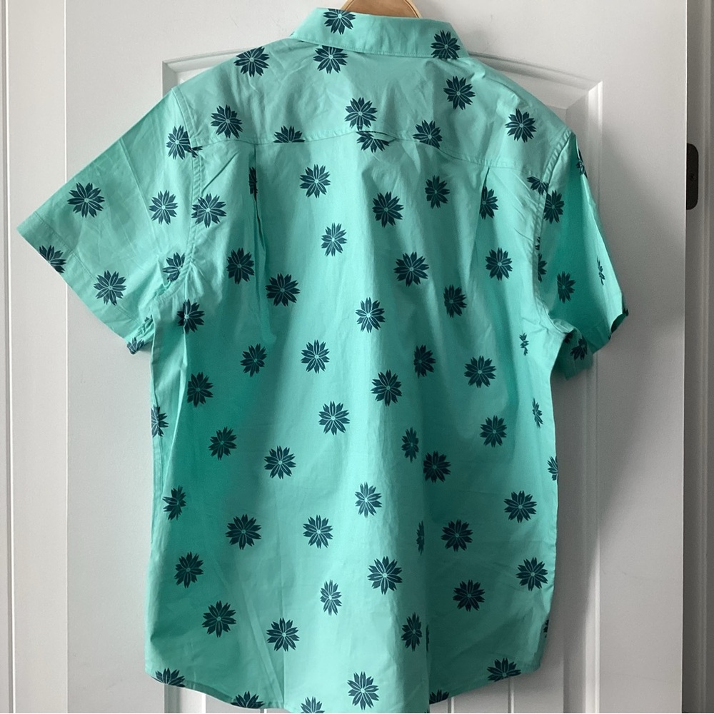 Hurley Teal Floral Button Down Shirt - Picture 2 of 5
